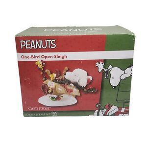 Department 56 Peanuts Snoopy One Bird Open Sleigh Christmas Decor Figure Decor